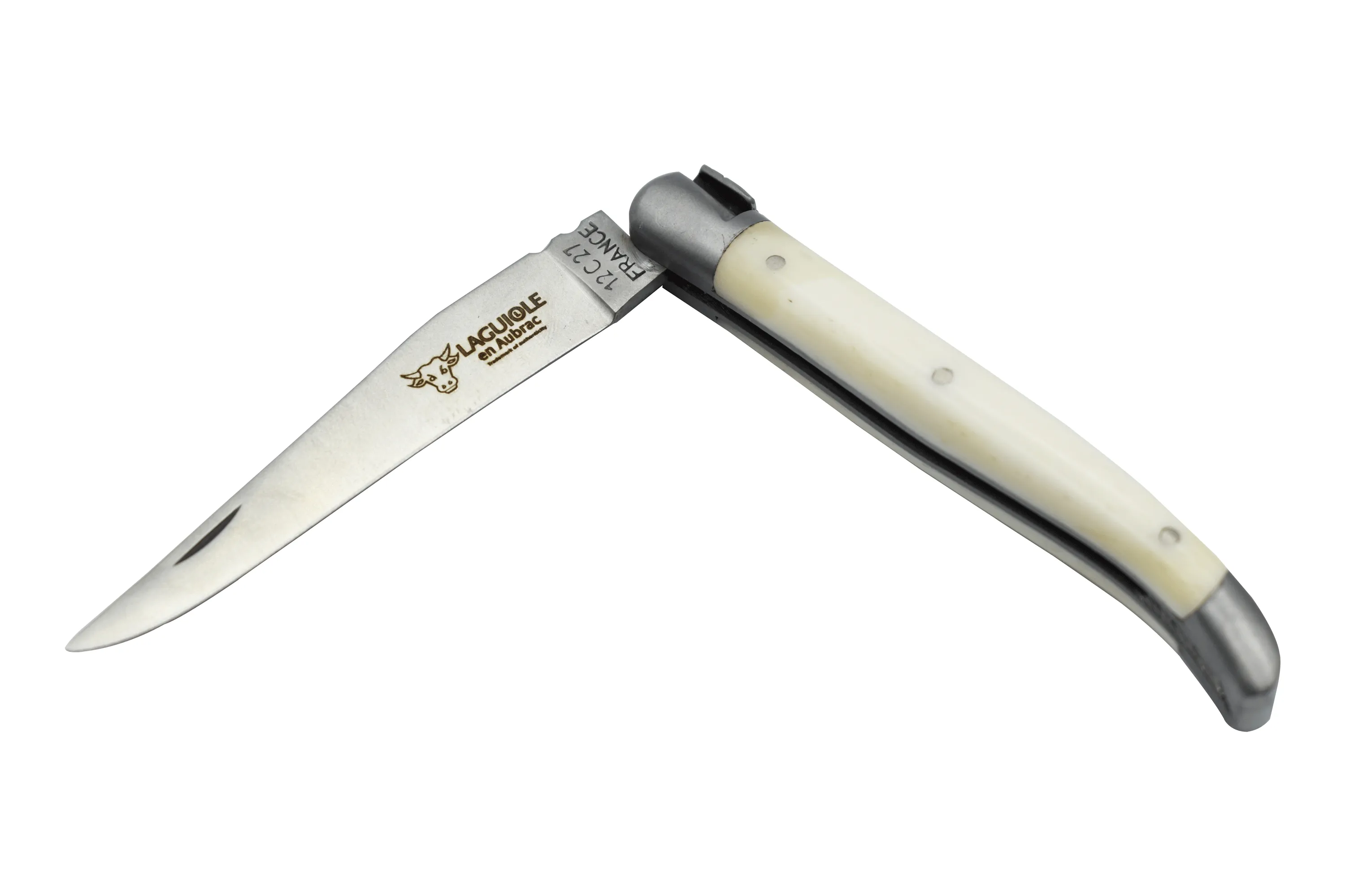 Laguiole en Aubrac Handcrafted Plated Multipurpose Knife, Zebu Bone, 3.5 inches
