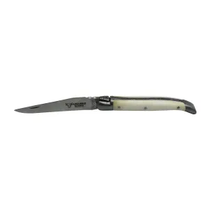 Laguiole en Aubrac Handcrafted Plated Multipurpose Knife, Zebu Bone, 3.5 inches