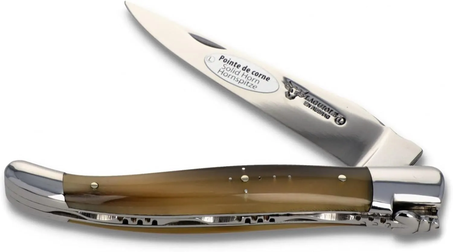 Laguiole en Aubrac Handmade Knife 12 cm L0212PCIF Horn tip Handle, Blade and bolsters Stainless Steel