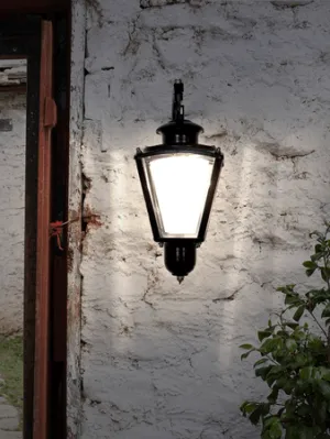 Lantern Down Black Semi Outdoor Hanging Wall Light