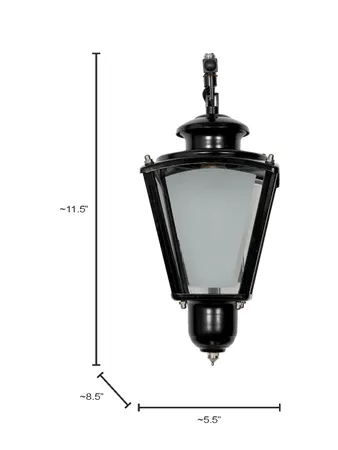 Lantern Down Black Semi Outdoor Hanging Wall Light