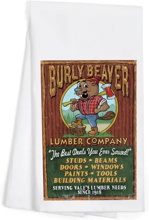 Lantern Press Vale, Oregon, Burley Beaver Lumber Company Vintage Sign (100% Cotton Tea Towel, Decorative Hand Towel, for Kitchen and Home)