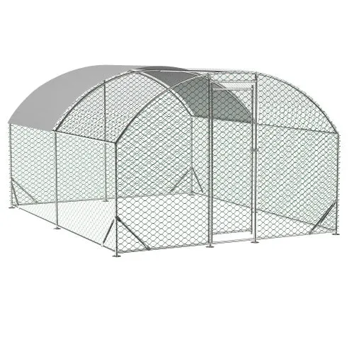 Large Chicken Coop Metal Chicken Run With Waterproof And Anti-UV Cover, Dome Shaped Walk-in Fence Cage Hen House For Outdoor And Yard Farm Use, 1 Tube Diameter, 9.84 X 13.12 X 6.56