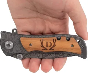 Laser Engraved Pocket Knife with monogrammed from A-Z