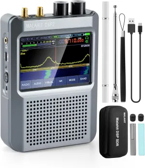 Latest V2.4 Malachite DSP2 SDR Radio Receiver, GOOZEEZOO Shortwave Radio Receiver 10kHz-380MHz & 404MHz-2GHz AM SSB DSB CW NFM WFM Air FT8,RTTY Decoder Function Noise Reduction with 5000mAh Battery