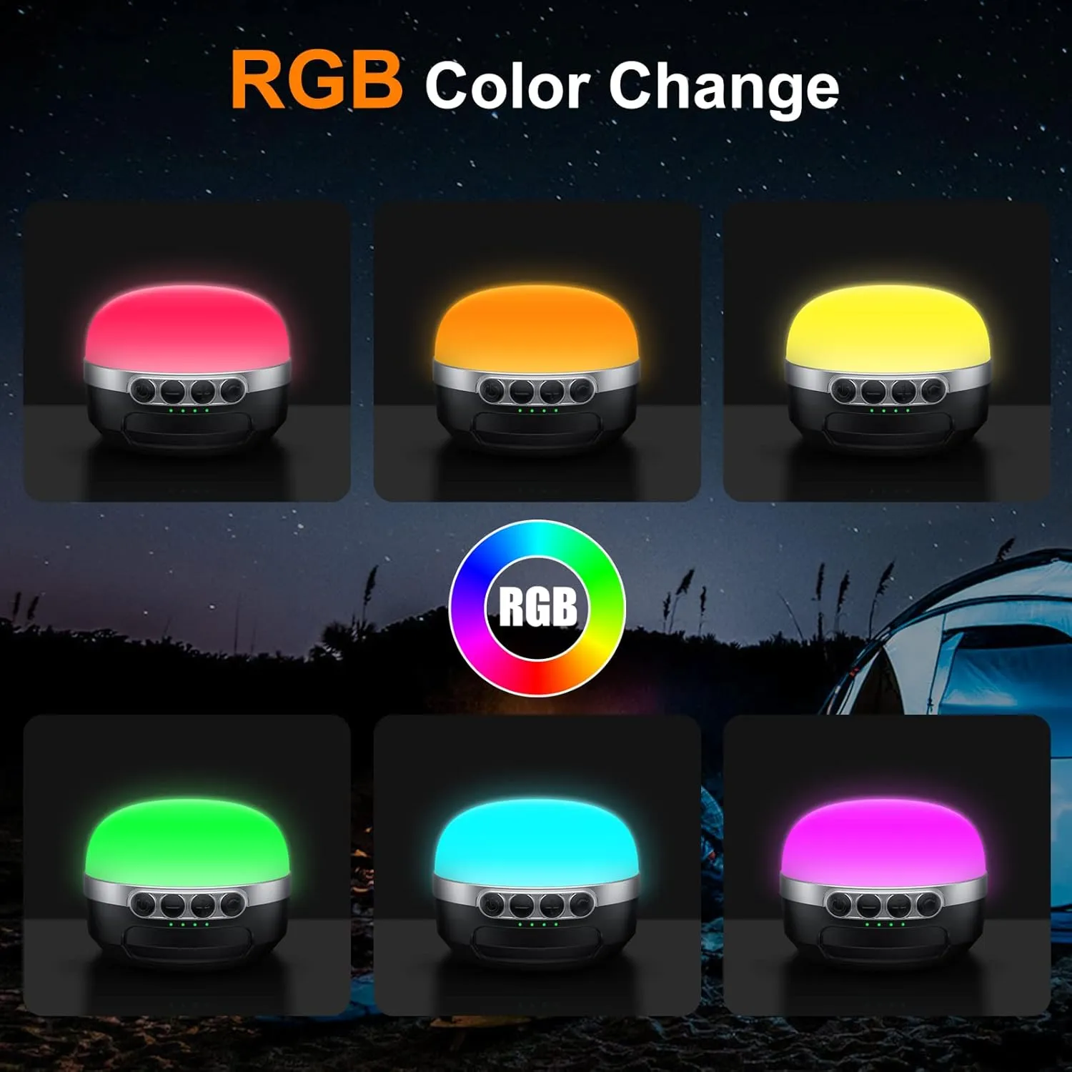 LED Camping Lantern Rechargeable 1400LM, Up to 420H Running Time Camping Tent RGB Light, 10400mAh Emergency Hanging Light for Hurricane, Power Outages, Home, Hiking