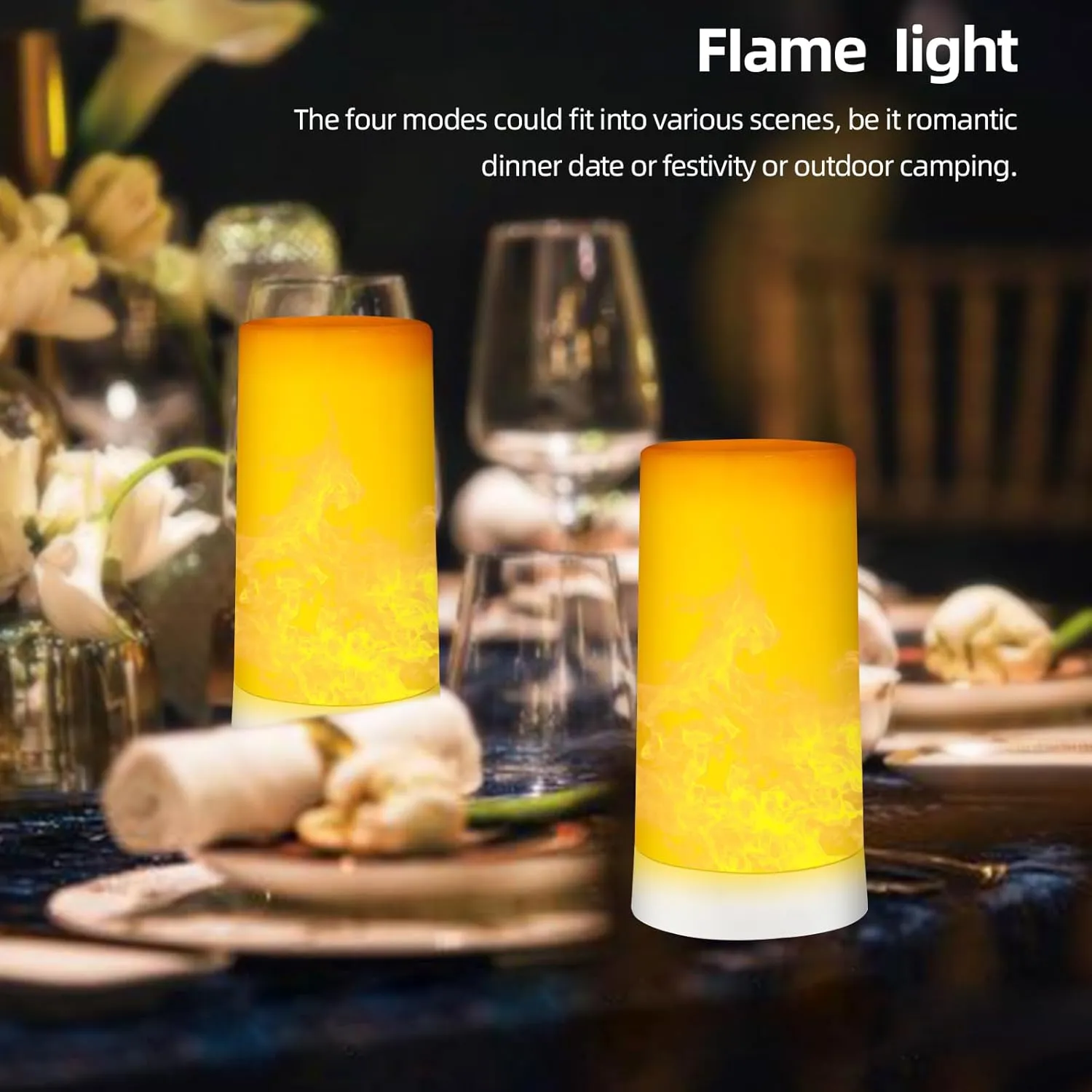 LED Flame Effect Light, Flame Lamp 4 Modes USB Rechargeable Fire Lights with Remote & Timer, Indoor Campfire Outdoor Decorative Lantern Fireplace Romantic Light for Home Party Camping Bar 1 Pack