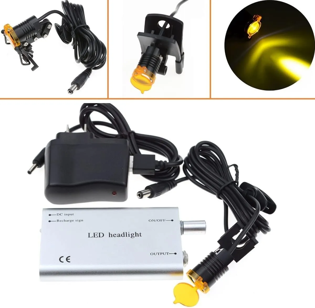 LED Headlight Head Light,5W Waist Hanging LED Headlight with Plastic Clip Filter for Magnifier (Silver)
