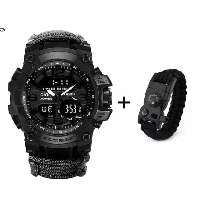 LED Military Watch with compass 30M Men Waterproof Sports Watch Men Sport Watch Shock Sport Watches Electronic Wristwatches