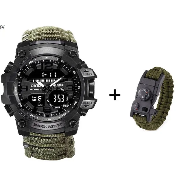 LED Military Watch with compass 30M Men Waterproof Sports Watch Men Sport Watch Shock Sport Watches Electronic Wristwatches