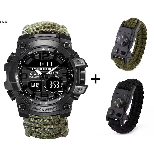 LED Military Watch with compass 30M Men Waterproof Sports Watch Men Sport Watch Shock Sport Watches Electronic Wristwatches