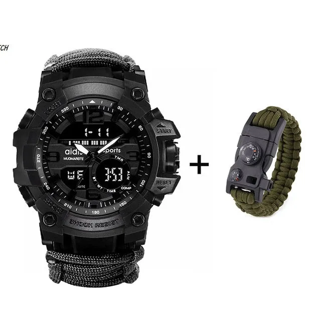 LED Military Watch with compass 30M Men Waterproof Sports Watch Men Sport Watch Shock Sport Watches Electronic Wristwatches