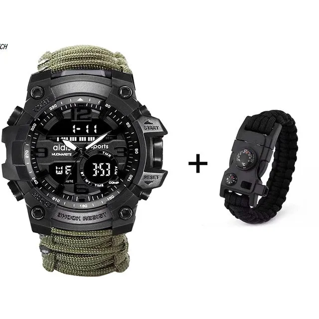 LED Military Watch with compass 30M Men Waterproof Sports Watch Men Sport Watch Shock Sport Watches Electronic Wristwatches