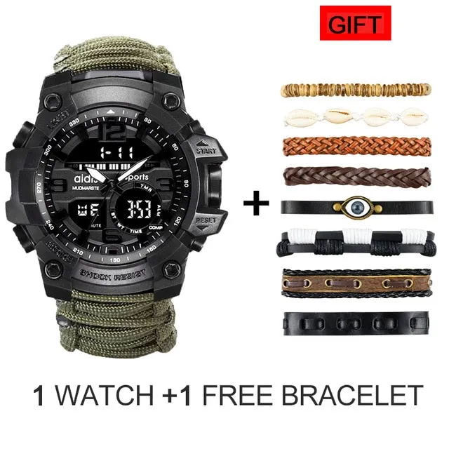 LED Military Watch with compass 30M Men Waterproof Sports Watch Men Sport Watch Shock Sport Watches Electronic Wristwatches