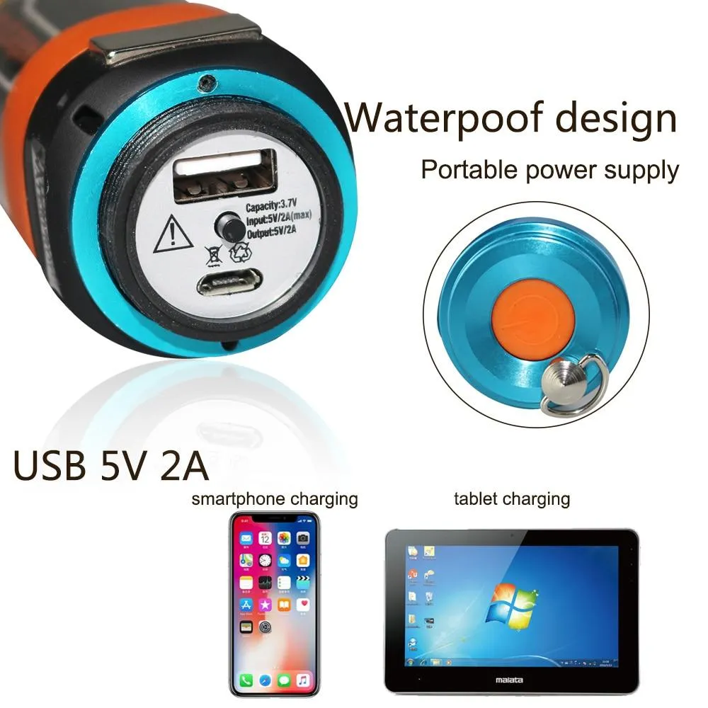LED Portable Camping Lamp Waterproof USB Rechargeable Flashlight Magnetic Hand Lantern Light For Hiking Mountaineer T15 T25