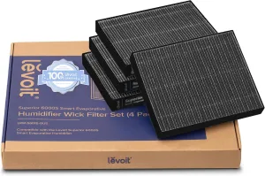 LEVOIT 4-Pack Replacement Filters for Superior 6000S Smart Evaporative Humidifier, Captures Large Particles & Minerals, Extends Filter Life up to 6 Months, Gray