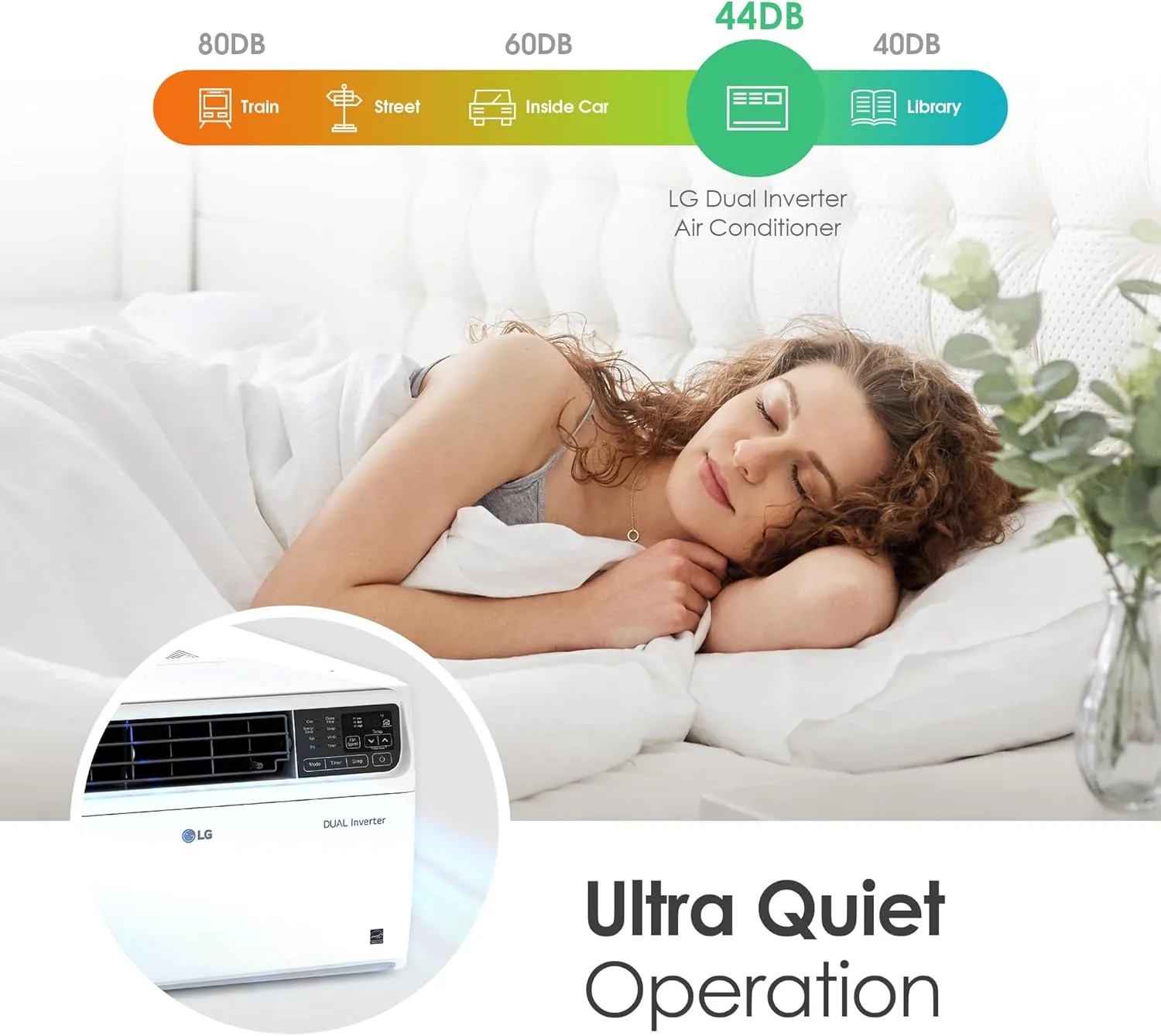 LG LW1522FVSM Window Conditioner with Dual Inverter Technology, Wi-Fi Enabled w/Remote, Ultra Quiet Operation, 700 Sq.Ft, 4-Way Air Deflection, 3 Cooling and Fan Speeds, 115V, 14,000 BTU, White