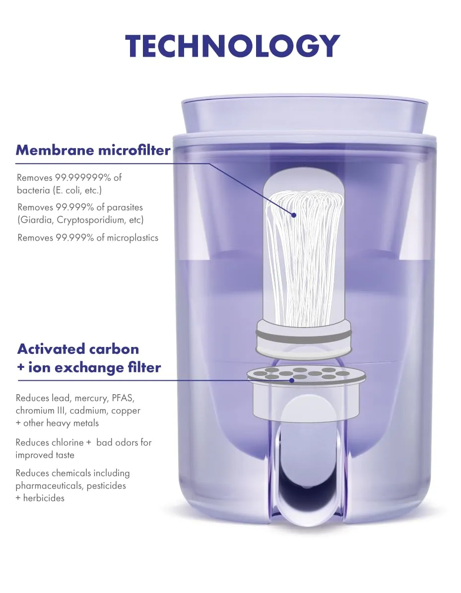 LifeStraw Home Studio Water Filter Dispenser, 10-Cup, Polar White, BPA-Free Designed for Everyday Protects Against Bacteria, parasites, microplastics, PFAS, Lead, and Improves Taste