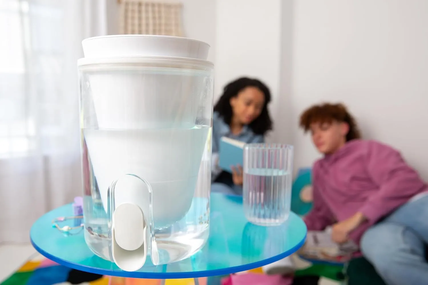 LifeStraw Home Studio Water Filter Dispenser, 10-Cup, Polar White, BPA-Free Designed for Everyday Protects Against Bacteria, parasites, microplastics, PFAS, Lead, and Improves Taste