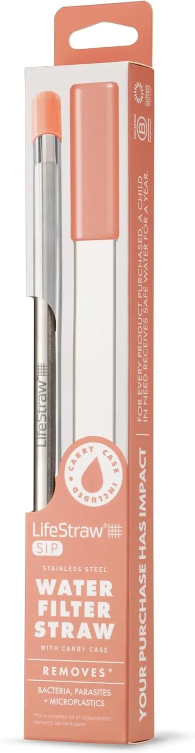 LifeStraw Sip – Reusable Stainless Steel Water Filter Drinking Straw