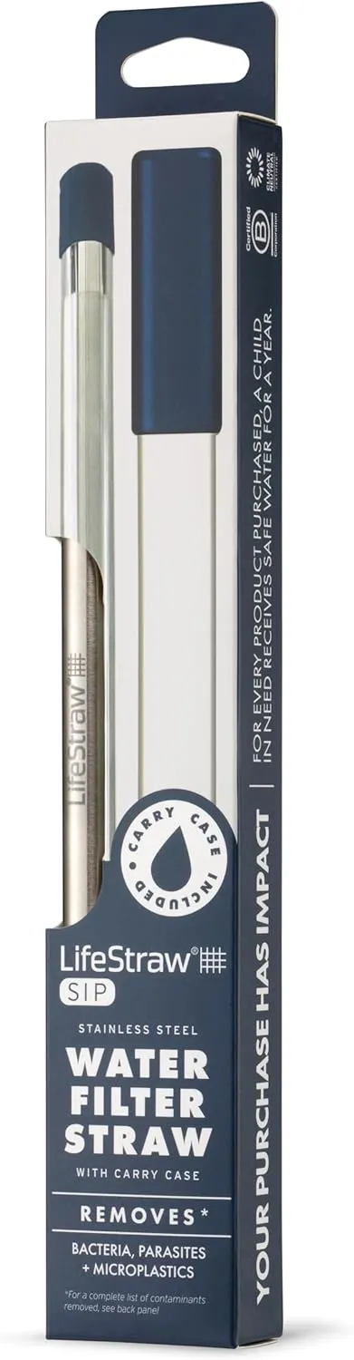 LifeStraw Sip – Reusable Stainless Steel Water Filter Drinking Straw