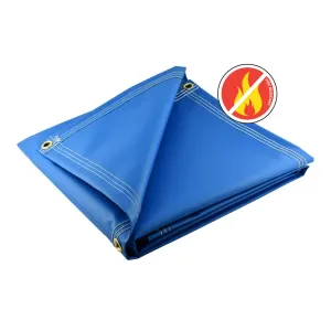 Light Blue Fire Retardant Vinyl Tarps - 18 oz
