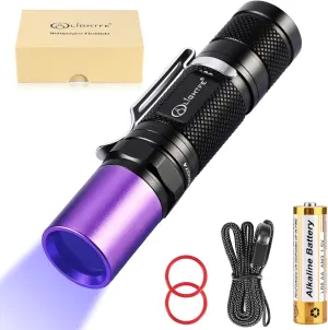 LIGHTFE Black Light UV Flashlight 365nm Blacklight UV301D with LG LED Source,Black Filter Lens, Max.3000mW high Power for Resin Glue Curing Light, Rocks and Mineral Glowing,A/C Leak Detector