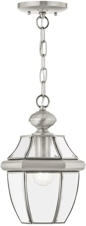 Livex Lighting 2152-91 Monterey 1-Light Outdoor Hanging Lantern, Brushed Nickel