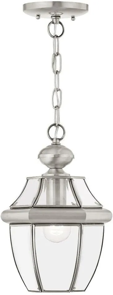 Livex Lighting 2152-91 Monterey 1-Light Outdoor Hanging Lantern, Brushed Nickel