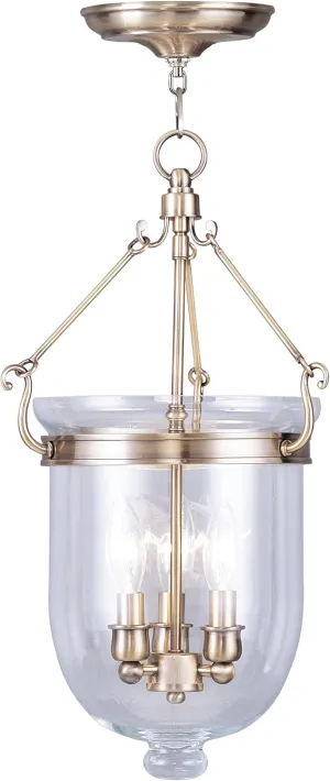 Livex Lighting 5063-01 Jefferson 3-Light Hanging Lantern, Antique Brass