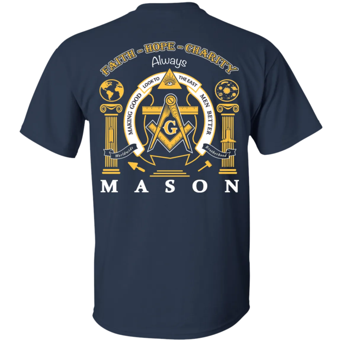 Look To The East Making Good Men Better Freemason Square & Compass Symbol