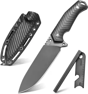 LOTHAR BAT Survival Knife with Fire Starter, Full Tang D2 Steel Fixed Blade Knife with G10 Handle, Tactical Hunting Knives with Kydex Sheath, Camping Knife, Bushcraft Knife, Gifts For Men
