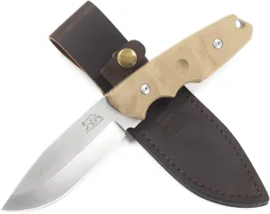 LYNXGEAR Fixed Blade Knife with Sheath, 4.5" D2 Blade Hunting Knife with Desert Tan Micarta Handle, Perfect EDC Survival Bushcraft Beltknife for Men Women