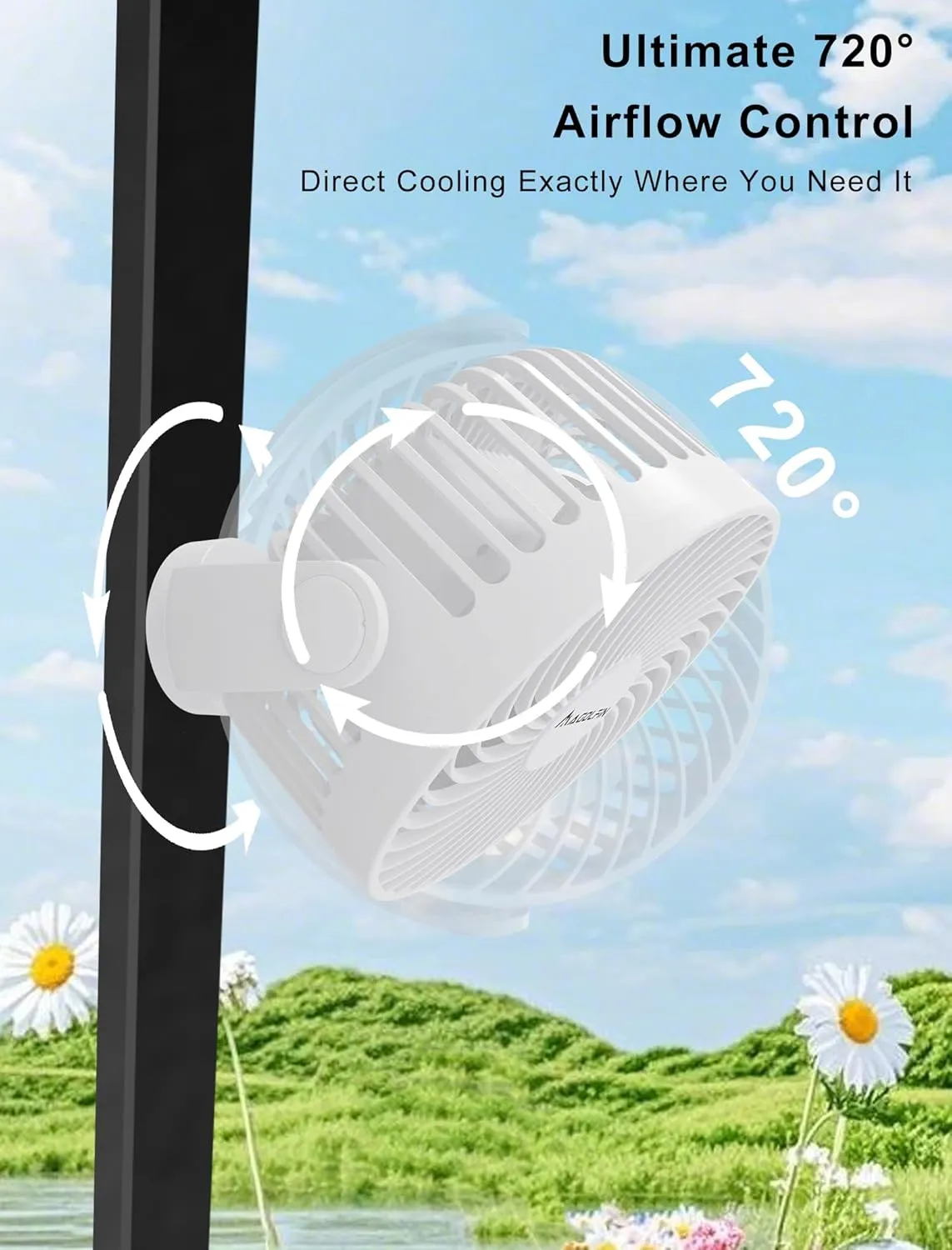 Magnetic Golf Cart Fan Rechargeable, 12000mAH Battery Operated Portable Fan with 3 Speeds, LED Lantern, Magnetic Base, Compatible with EZGO Club Car Yamaha, Golf Cart & Cruise Ship Accessories