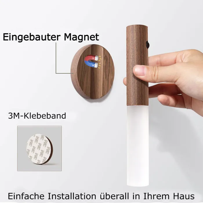 Magnetic, rechargeable wooden wall light