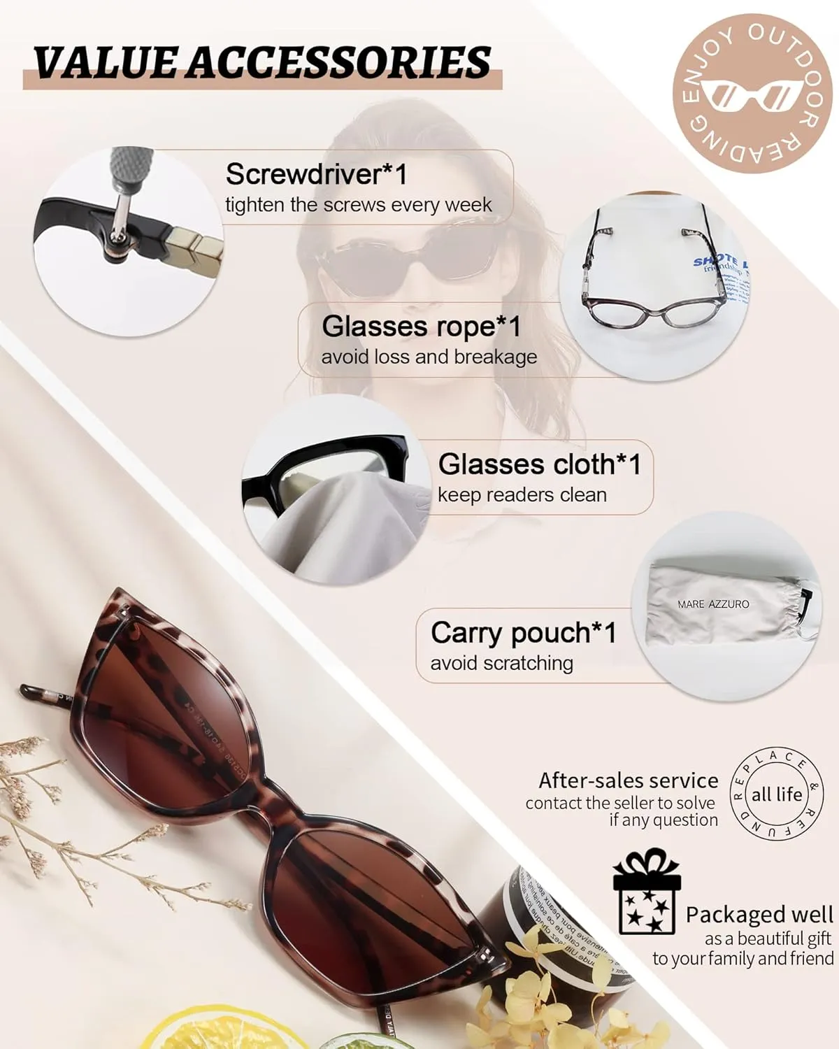 MARE AZZURO Cat Eye Reader Sunglasses 2.0  Women UV Protection Outdoor Reading Glasses 1.0 1.25 1.5 1.75 2.0 2.25 2.5 2.75 3.0 3.5 4.0 (Leopard/Brown lens, 2.00)