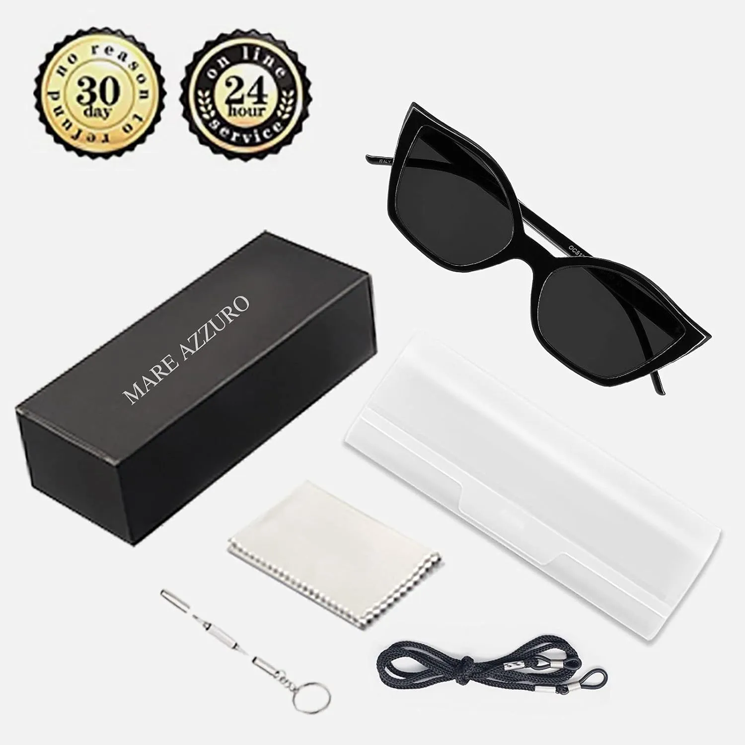 MARE AZZURO Cat Eye Sunglasses Readers Women UV Protection Reading Glasses 100 125 150 175 200 225 250 275 300 350 (Black, 1.00)