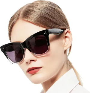 MARE AZZURO Large Reader Sunglasses Women Trendy Square Reading Sunglasses Outdoor Readers 1.00 1.50 2.00 2.50 3.00 3.50 (Transparent, 1.0)