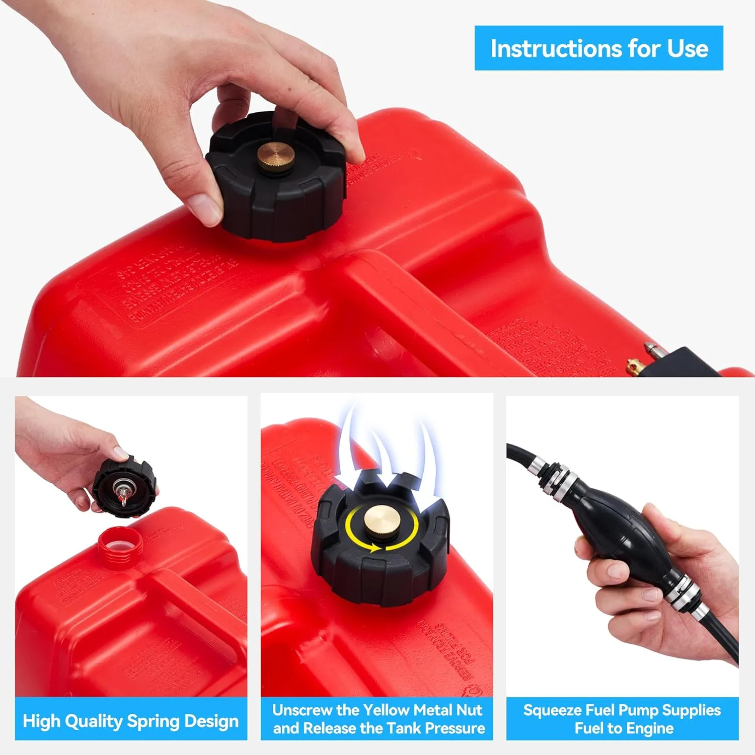 Marine Tank, 3 Gallon Marine Portable Tank Outboard Marine Boat Transfer Tank With Line, I-Shaped Handle, Easy to Carry