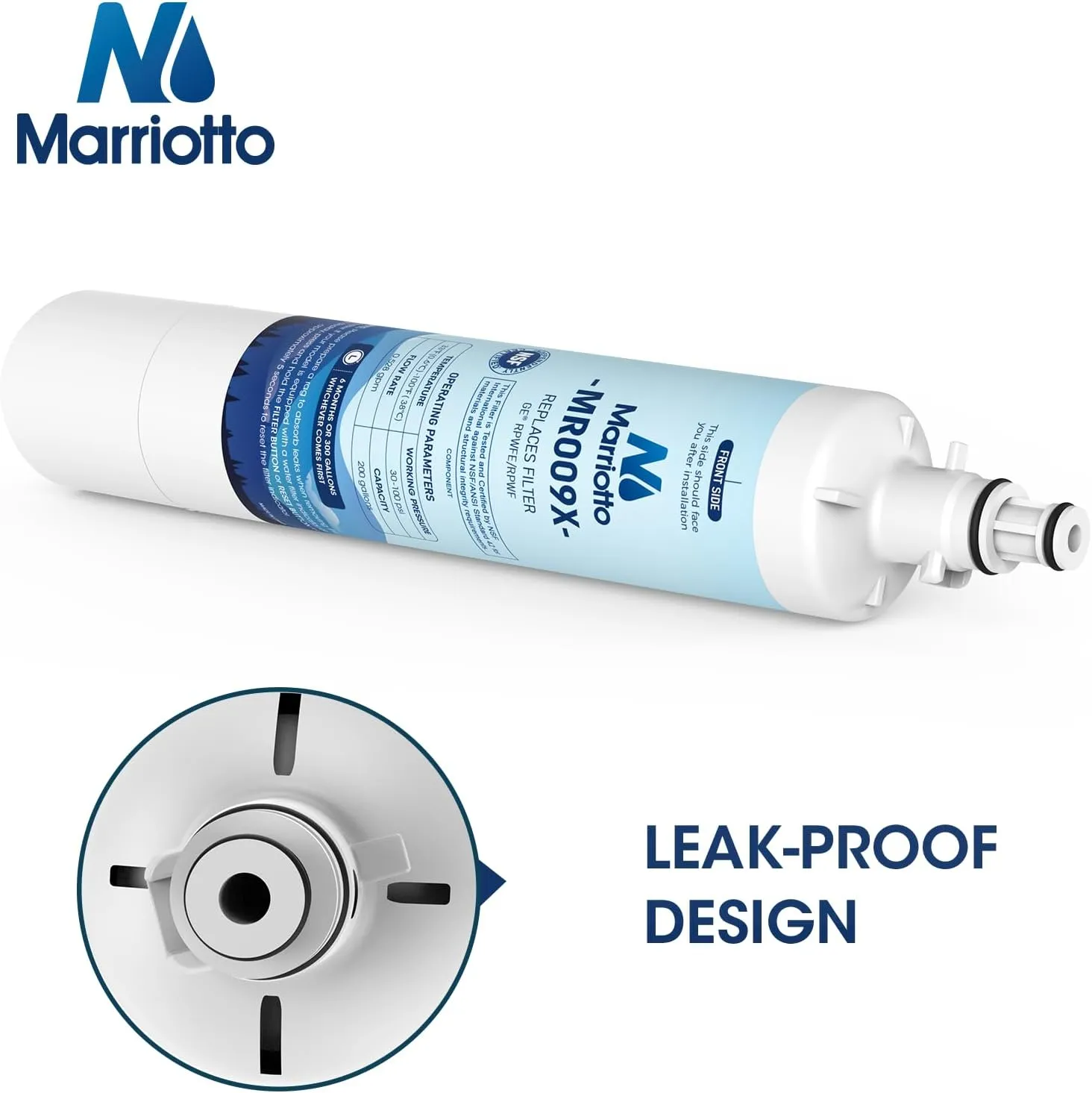 MARRIOTTO Replacement for GE® RPWFE, RPWF (Built-in CHIP) Refrigerator Water Filter, Compatible with GFE28GELDS, PFE28KELDS, PFE28KYNFS, GFD28GELDS, GYE22HMKES, GFE28GYNFS, GFD28GYNFS, Pack of 2