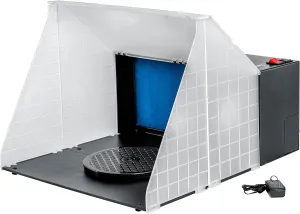 Master Airbrush Portable Hobby Airbrush Spray Booth - Paint Booth with 25W Fan, 16.5"x19"x13.5" Workspace, Turntable, Lightweight, Compact Design, Suitcase Handle for Easy Storage, Art Painting Models