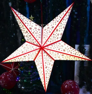 ME & YOU Christmas Decorative Hanging Stars|Hanging Paper Star|Hanging Star for Christmas, Party, Birthday, New Year Decoration|Xmas Party Decor Paper Star|White Color Star-32In-Pack 1