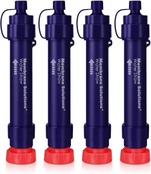 Membrane Solutions Water Filter Straw WS02, Detachable 4-Stage 0.1-Micron Portable Water Filter Camping, 5,000L Water Purifier Survival Gear and Equipment for Hiking Camping Travel and Emergency