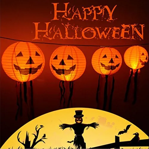 MENT 15.75 inches Halloween Pumpkin Paper Lantern Hanging Decor DIY Party Decor