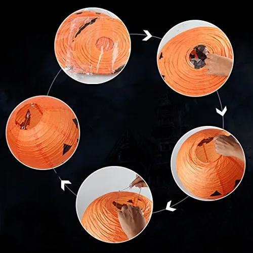 MENT 15.75 inches Halloween Pumpkin Paper Lantern Hanging Decor DIY Party Decor