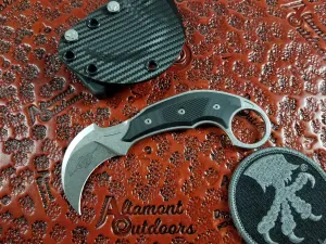 Microtech Bastinelli Iconic Karambit Fixed Blade Knife Stonewash 118-10L Left Hand