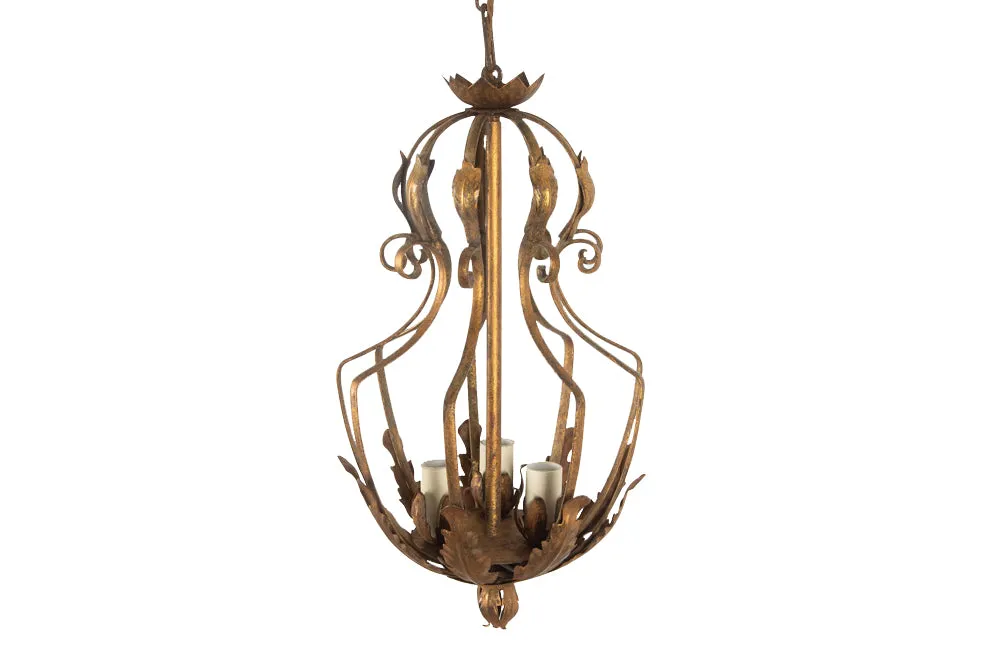 MID CENTURY GILTMETAL HANGING LIGHT