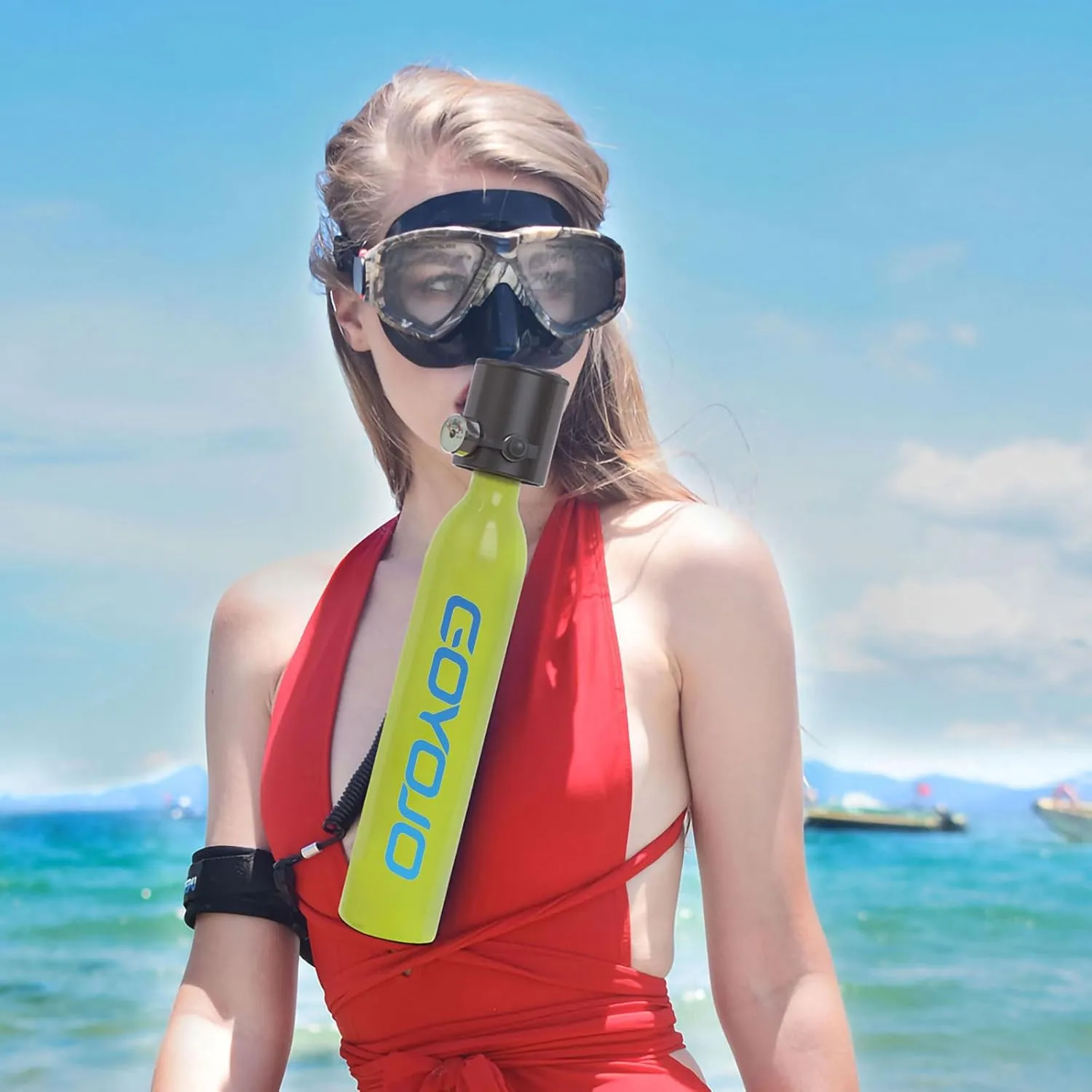 Mini Scuba Tank, 6-12 Minutes Diving Tank, Portable Lung Tank Kits with 3000 PSI Max Pressure, Reusable 0.5L Small Scuba Diving Tank Gear Underwater Breathing Training