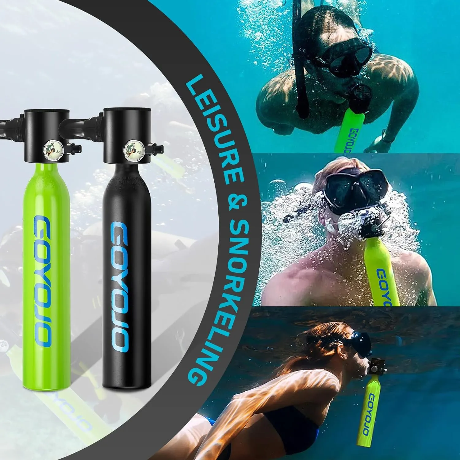Mini Scuba Tank, 6-12 Minutes Diving Tank, Portable Lung Tank Kits with 3000 PSI Max Pressure, Reusable 0.5L Small Scuba Diving Tank Gear Underwater Breathing Training