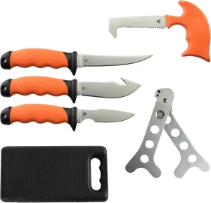 Miyake Elk, Buck & Deer Hunting Knife Set Field Dressing Kit Portable Outdoor Butcher Game Processing Gear Accessories, Bone Saw, Butcher Knife, Gut Hook Skinner, Ribcage Spreader, Sharpener & More